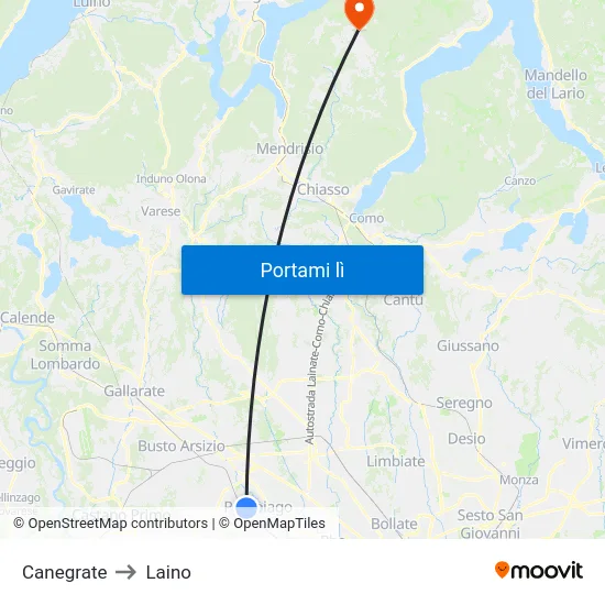 Canegrate to Laino map