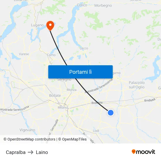 Capralba to Laino map