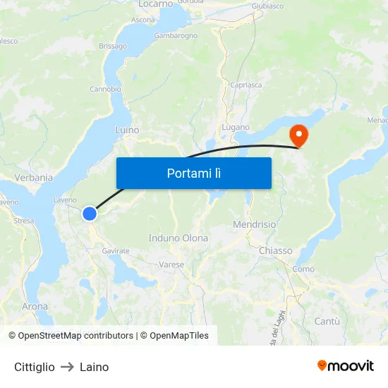 Cittiglio to Laino map