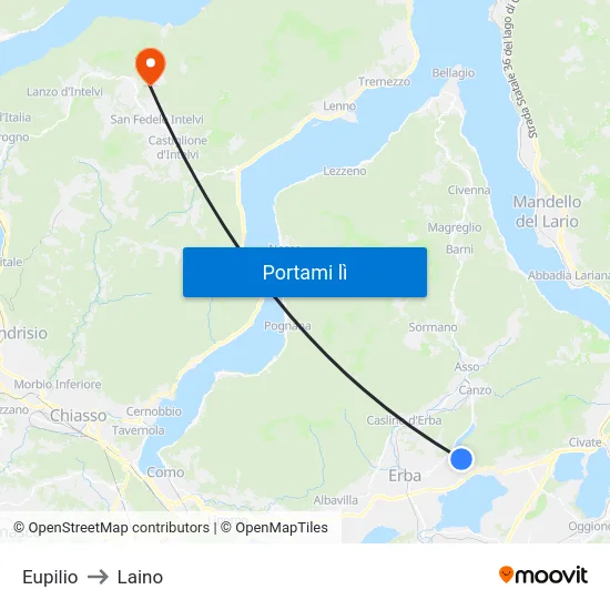 Eupilio to Laino map