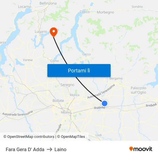 Fara Gera D' Adda to Laino map