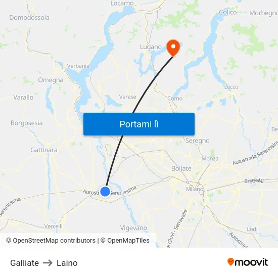 Galliate to Laino map