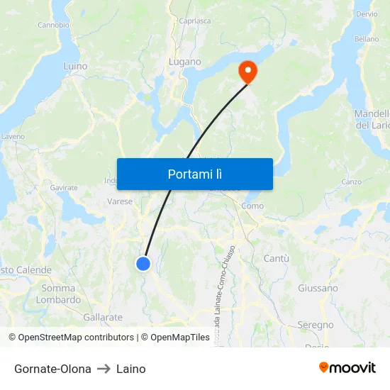 Gornate-Olona to Laino map