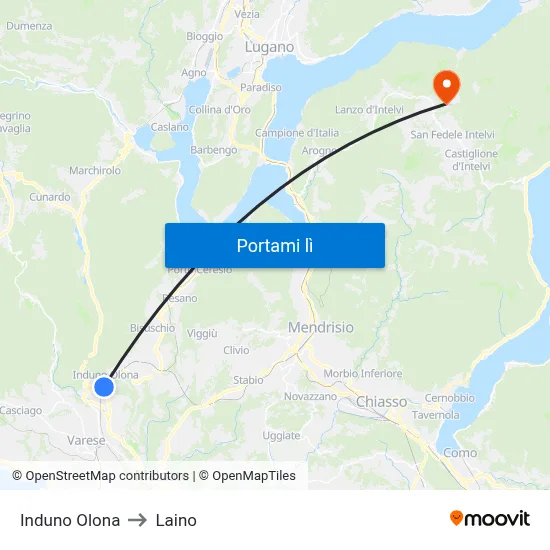 Induno Olona to Laino map