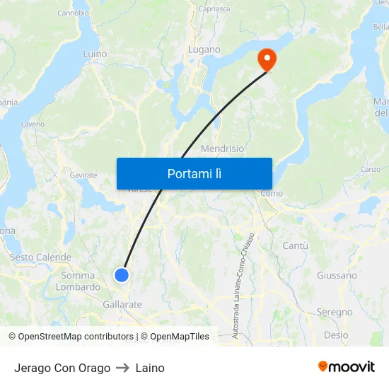 Jerago Con Orago to Laino map