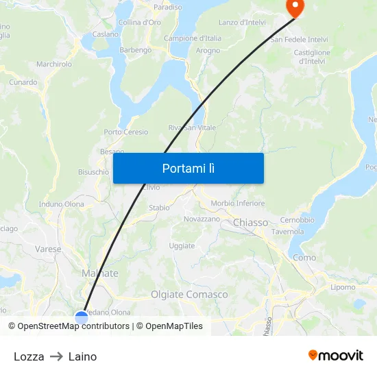 Lozza to Laino map