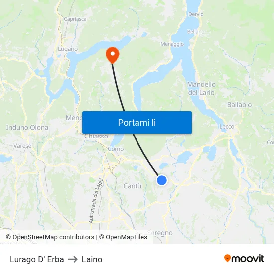 Lurago D' Erba to Laino map