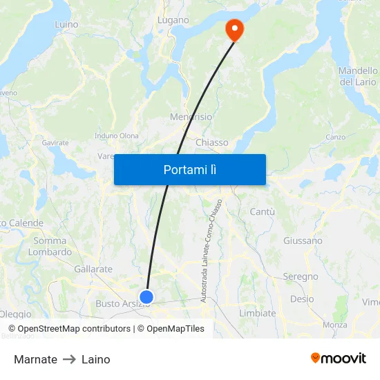 Marnate to Laino map