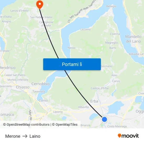 Merone to Laino map