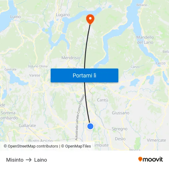 Misinto to Laino map