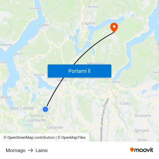 Mornago to Laino map