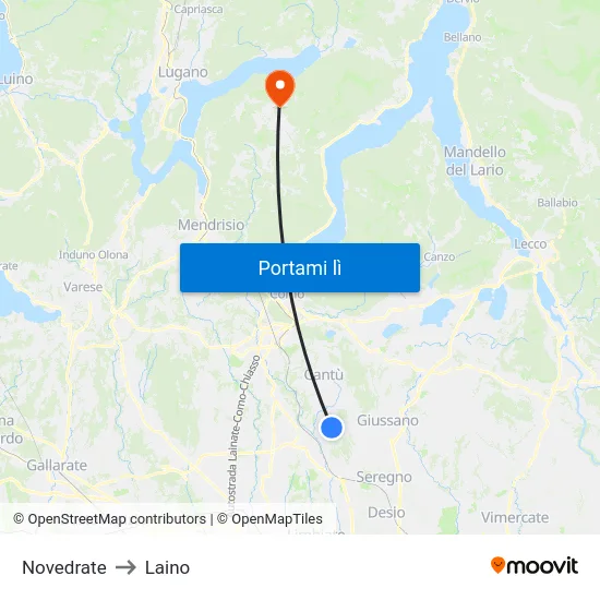 Novedrate to Laino map