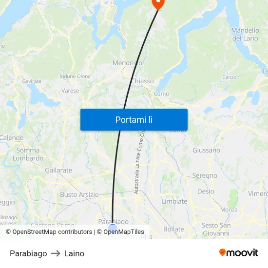 Parabiago to Laino map