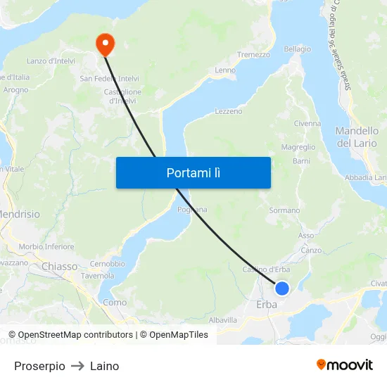 Proserpio to Laino map