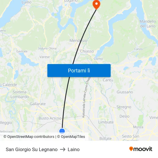 San Giorgio Su Legnano to Laino map