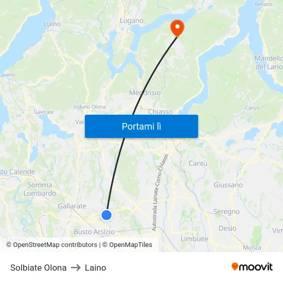 Solbiate Olona to Laino map
