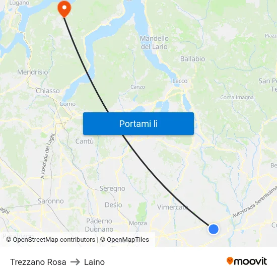 Trezzano Rosa to Laino map