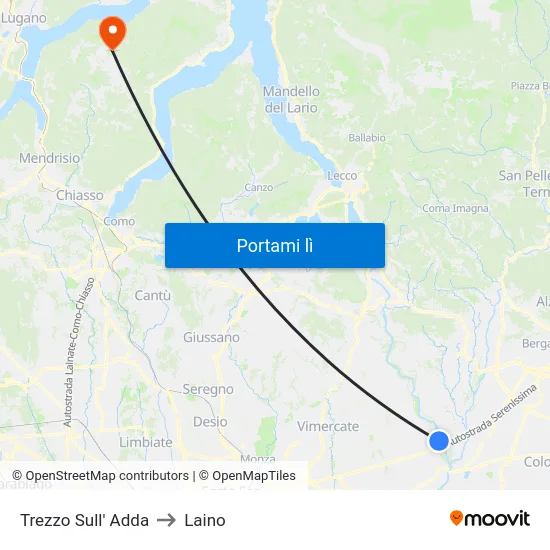 Trezzo Sull' Adda to Laino map