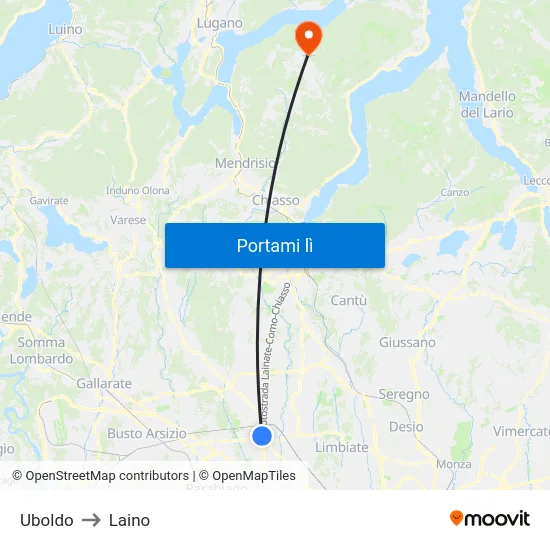 Uboldo to Laino map