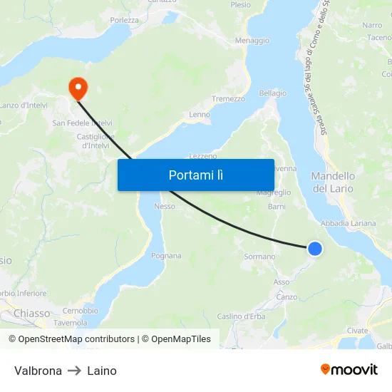 Valbrona to Laino map