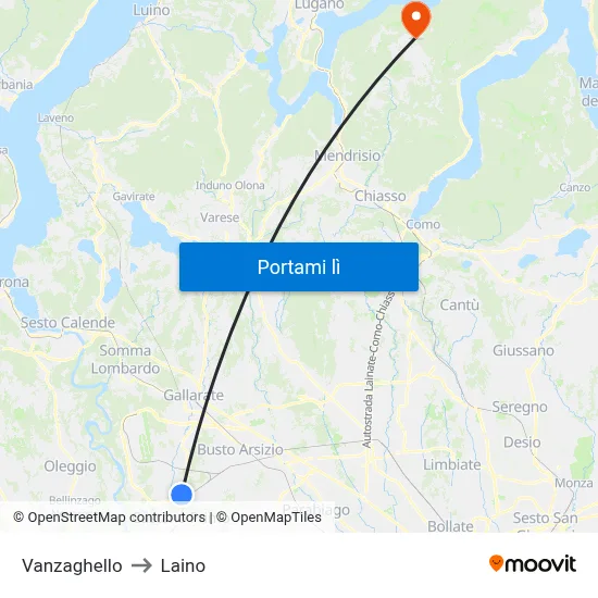 Vanzaghello to Laino map