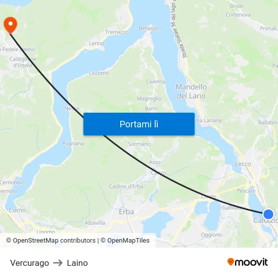 Vercurago to Laino map