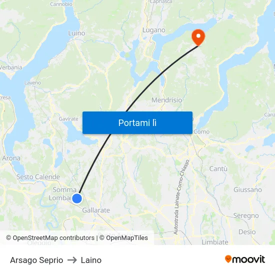 Arsago Seprio to Laino map