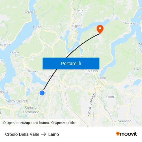 Crosio Della Valle to Laino map