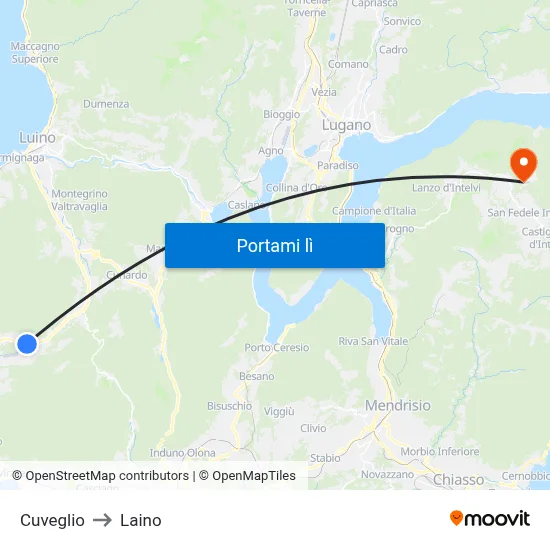 Cuveglio to Laino map