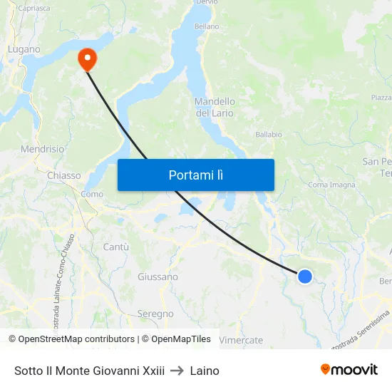 Sotto Il Monte Giovanni Xxiii to Laino map