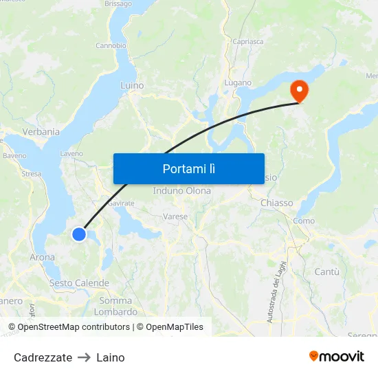 Cadrezzate to Laino map
