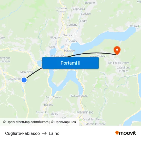 Cugliate-Fabiasco to Laino map