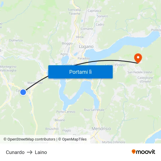 Cunardo to Laino map