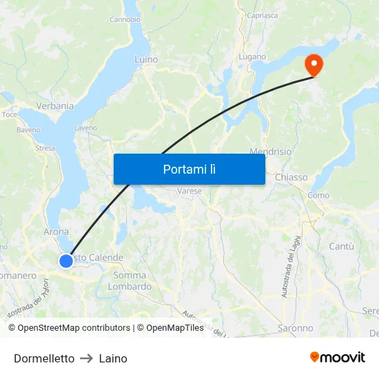 Dormelletto to Laino map