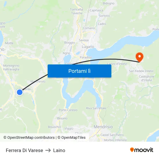 Ferrera Di Varese to Laino map