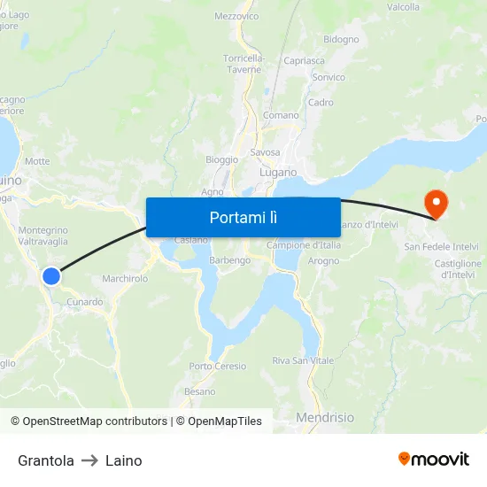 Grantola to Laino map