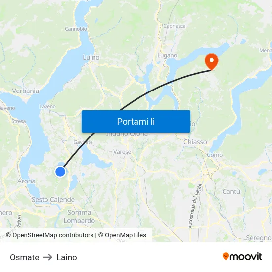 Osmate to Laino map