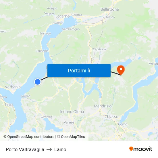 Porto Valtravaglia to Laino map