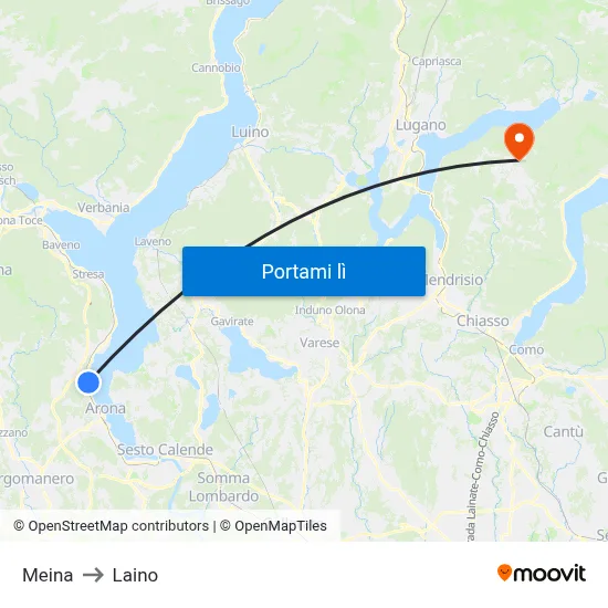 Meina to Laino map