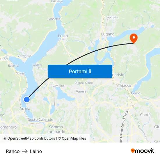 Ranco to Laino map
