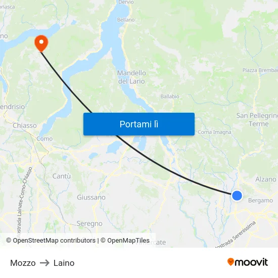Mozzo to Laino map