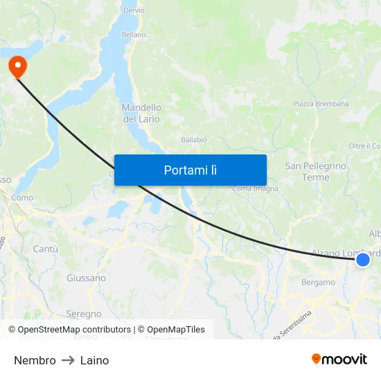 Nembro to Laino map