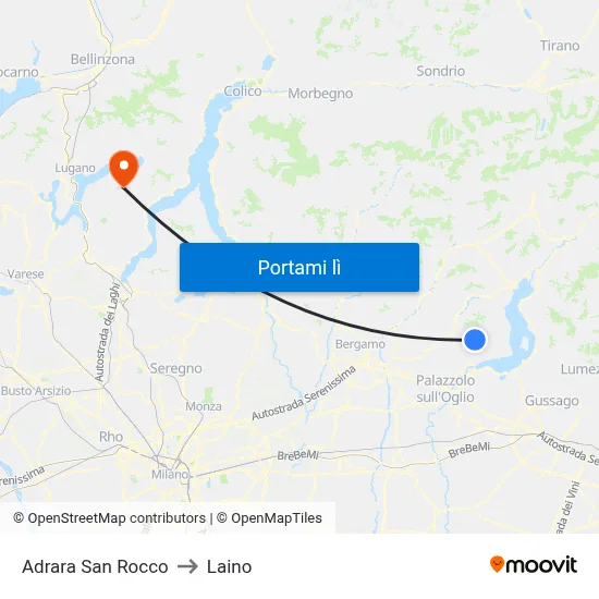 Adrara San Rocco to Laino map