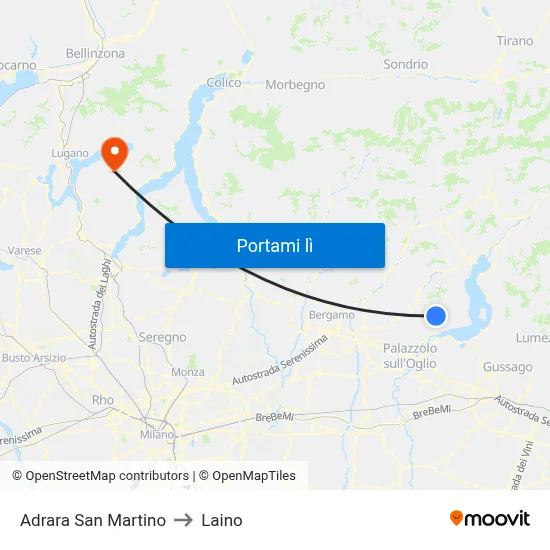 Adrara San Martino to Laino map