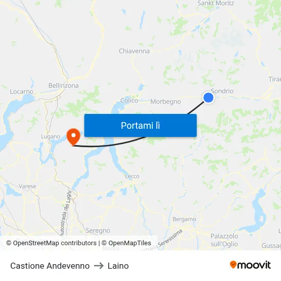 Castione Andevenno to Laino map