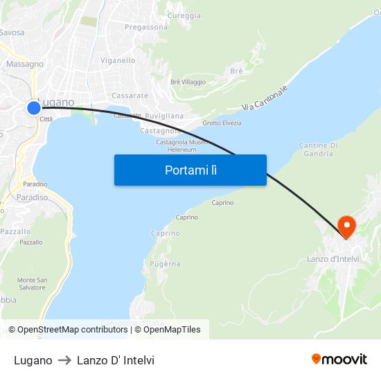 Lugano to Lanzo D' Intelvi map