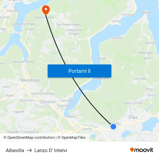 Albavilla to Lanzo D' Intelvi map
