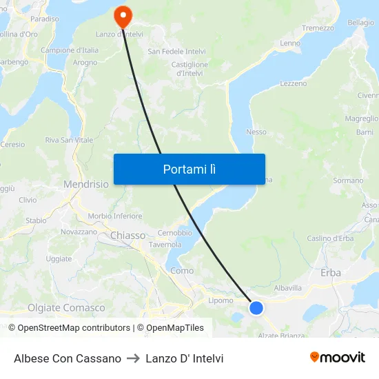 Albese Con Cassano to Lanzo D' Intelvi map