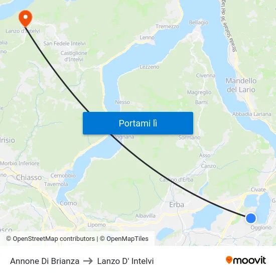 Annone Di Brianza to Lanzo D' Intelvi map