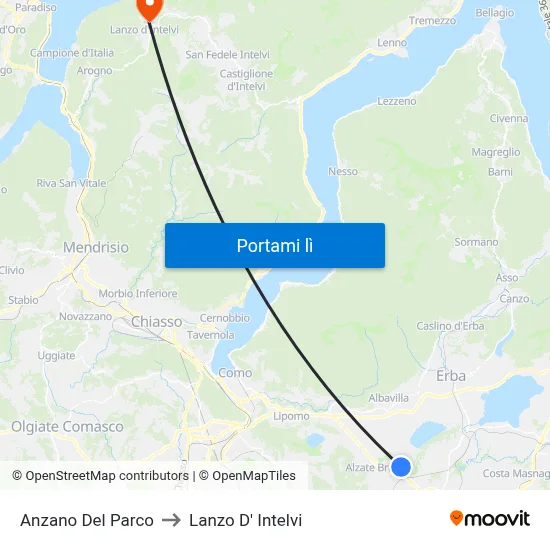 Anzano Del Parco to Lanzo D' Intelvi map